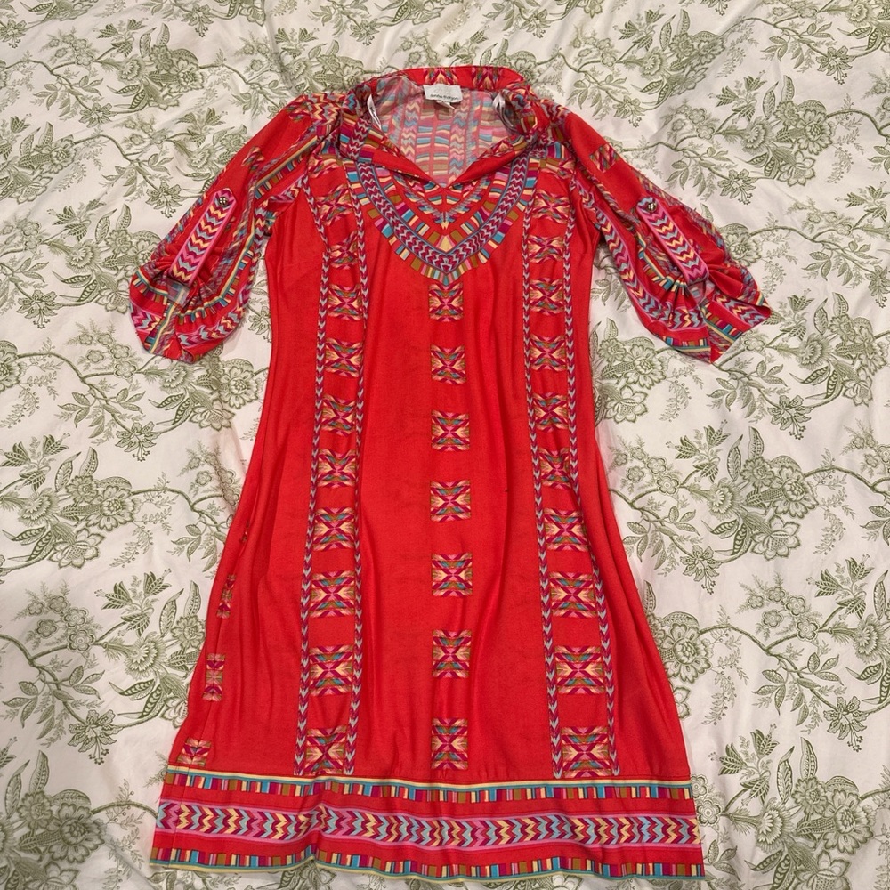 Donna Morgan Vibrant Red Patterned Dress